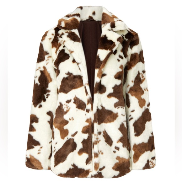 BLANKNYC cow print faux fur jacket size S - Picture 7 of 16